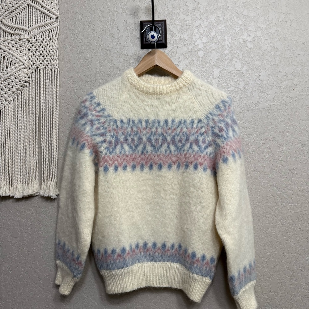 Vintage Stobi by Denmark wool sweater size S Fair Isle Knit Sweater
